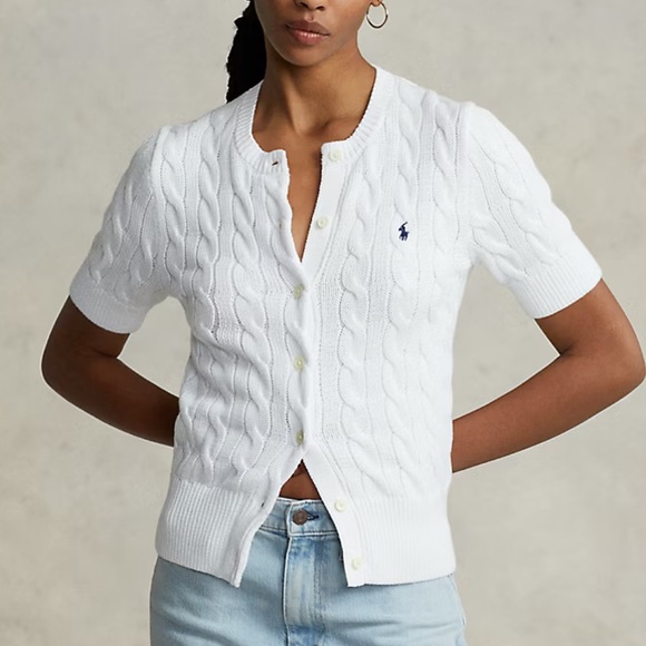 Ralph Lauren Sweaters - Ralph Lauren Cable-Knit Short-Sleeve Cardigan M